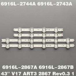 Tiras Led Lg para 43UJ670V 43UJ651V  43 V17  2 TIRAS 10 LEDS LUPA GORDA  Panel Type LC430DGG